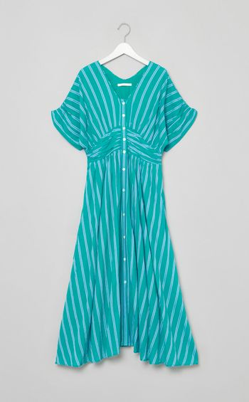 ストライプウェストギャザーワンピース