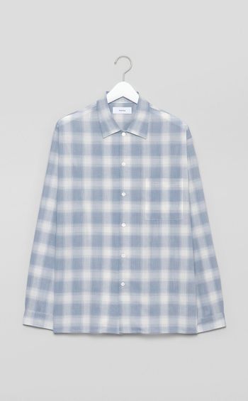 オープンカラーチェックシャツ