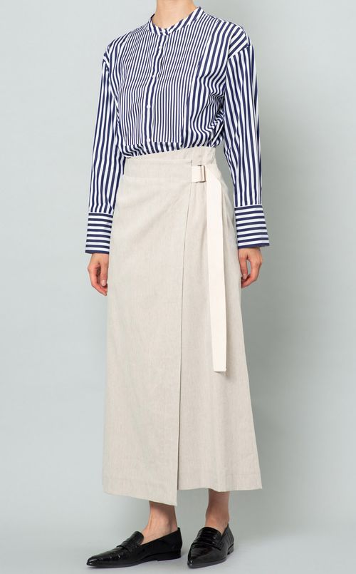 コットンストライプロングシャツ