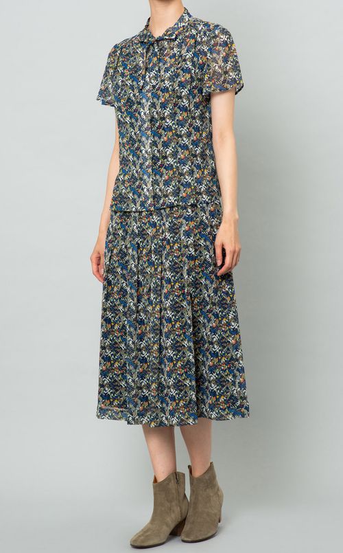 リバティプリントボウタイブラウス