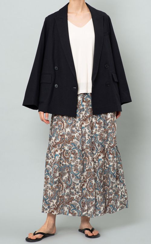 ペイズリーティアードロングスカート