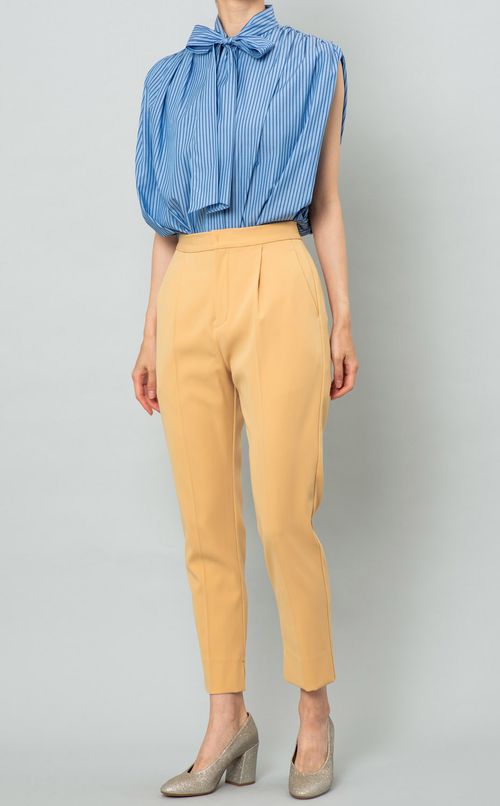 ストライプボウタイブラウス