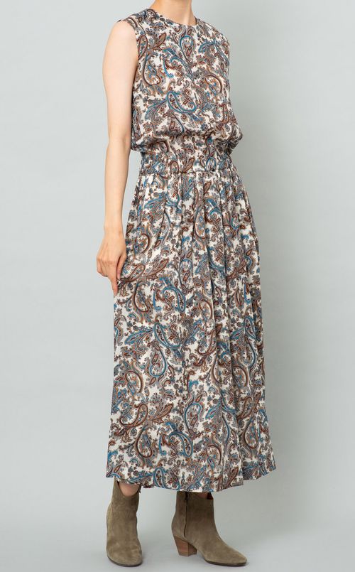 ペイズリープリントロングワンピース