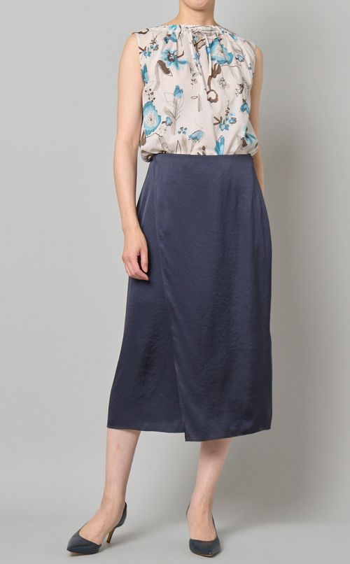 クラッシュサテンオーバーラップスカート