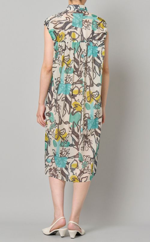 フラワープリントスリーブレスワンピース