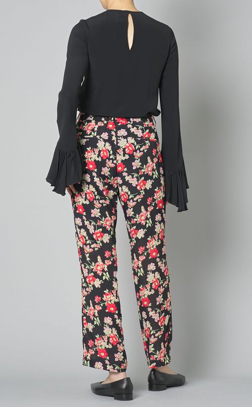 フラワープリントストレートパンツ