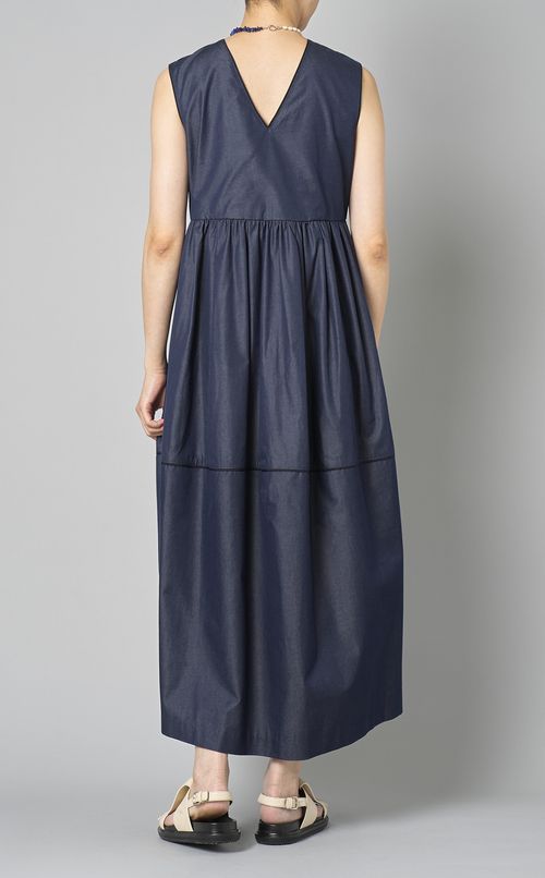 シルクデニムギャザーワンピース