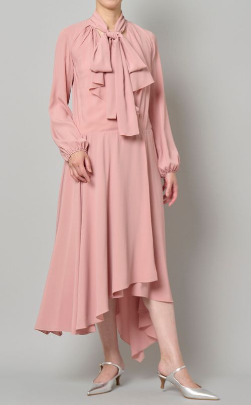 クレープロングボウタイワンピース