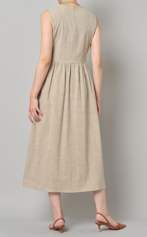 リネンスリーブレスワマキシワンピース