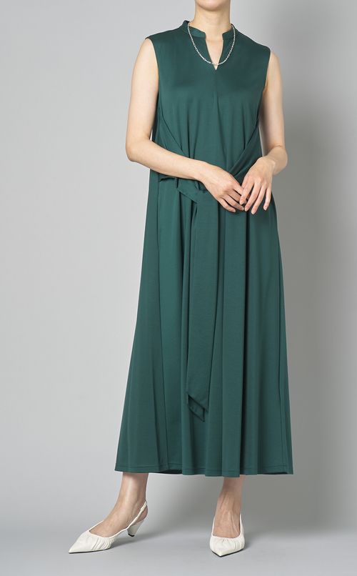 ノースリーブボウベルトワンピース