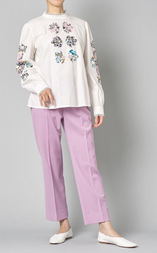 パッチワークレーススモックブラウス