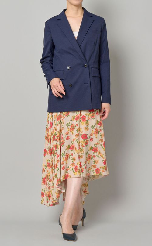 フラワープリントVネックワンピース