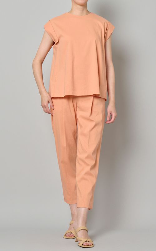 リネンノースリーブブラウス