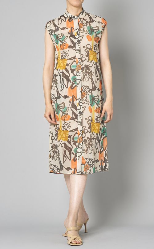 フラワープリントスリーブレスワンピース