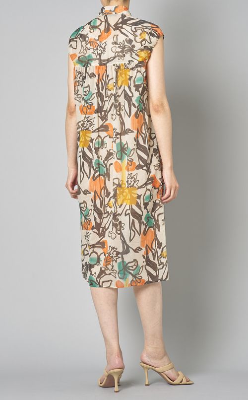 フラワープリントスリーブレスワンピース