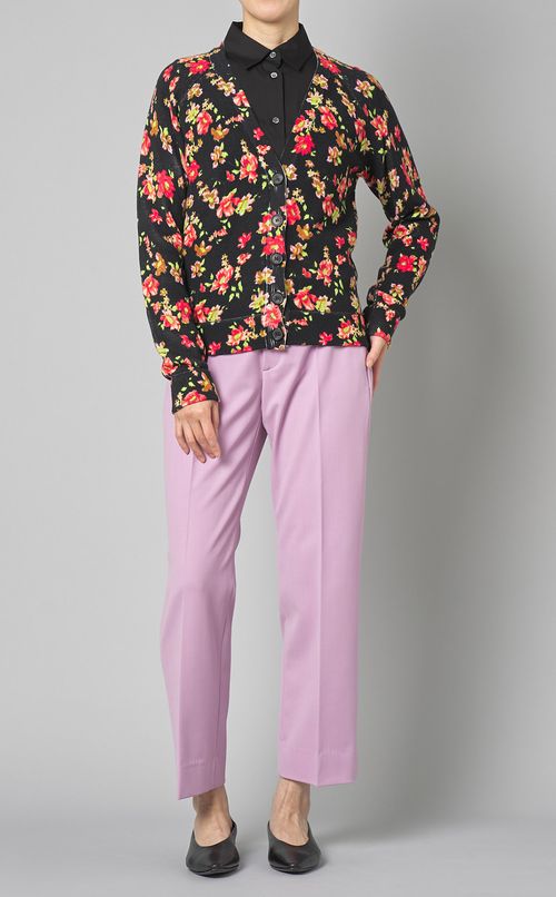 プリントコットンVネックカーディガン