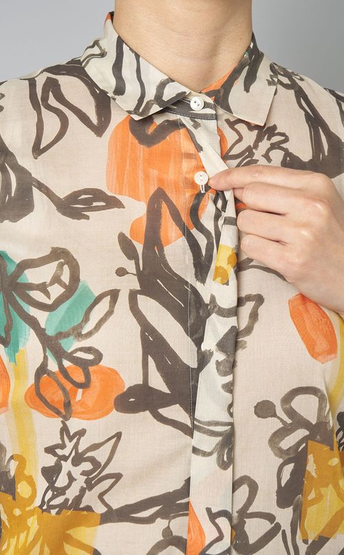 フラワープリントスリーブレスワンピース