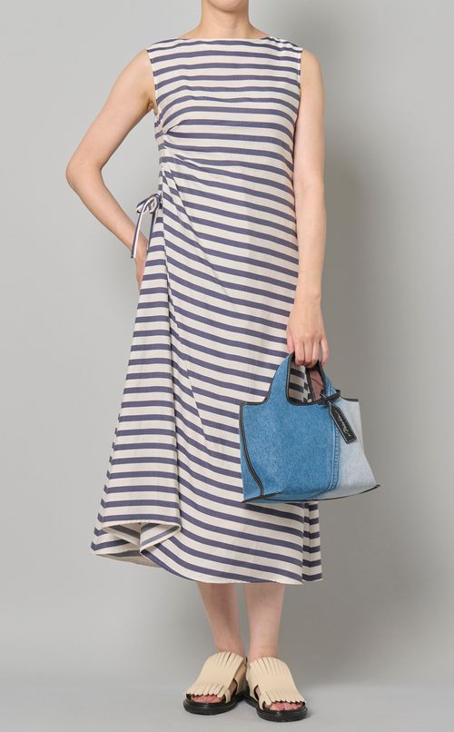 サイドドレープボーダーワンピース