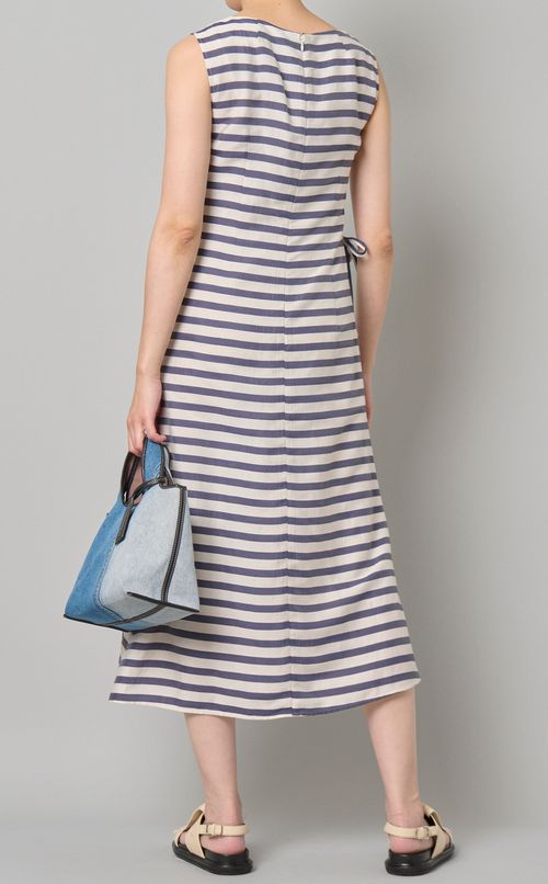 サイドドレープボーダーワンピース