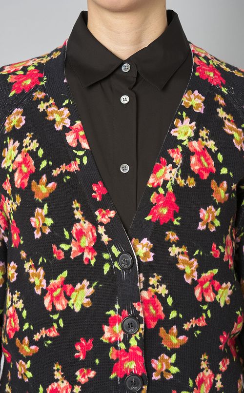 プリントコットンVネックカーディガン