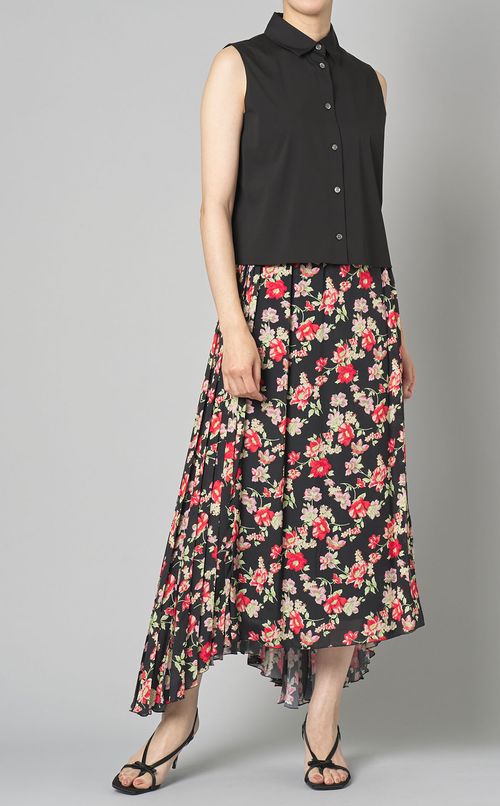 フラワープリントアシンメトリースカー卜