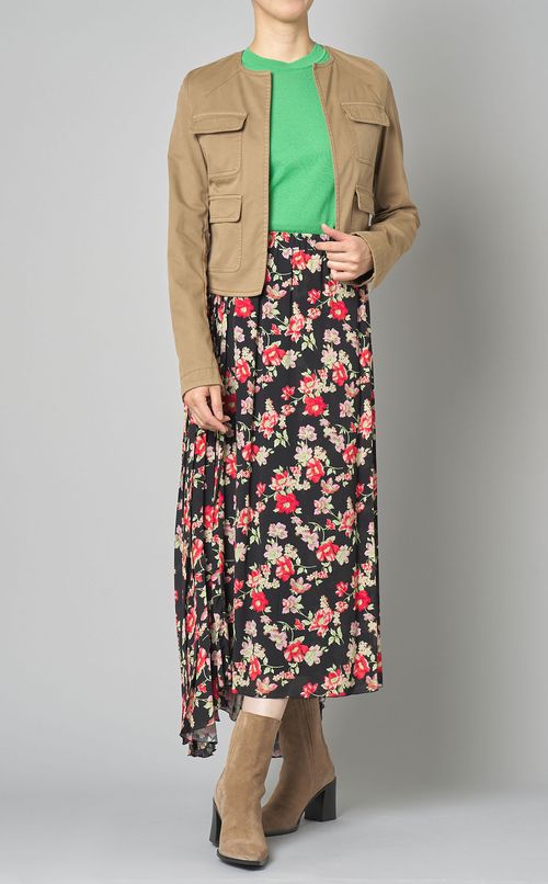 フラワープリントアシンメトリースカー卜