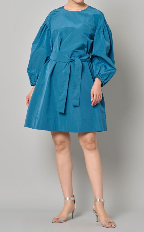 タフタギャザースリーブスモックワンピース