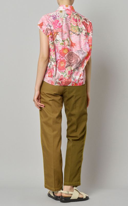 コラージュプリントノースリーブブラウス