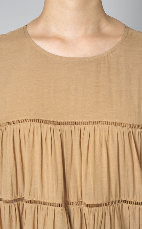 ティアード半袖ロングワンピース