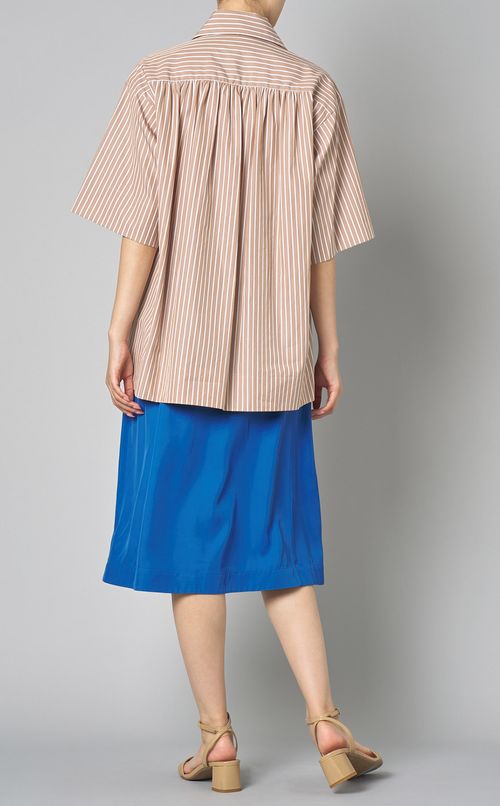 ストライプボウタイチュニックブラウス