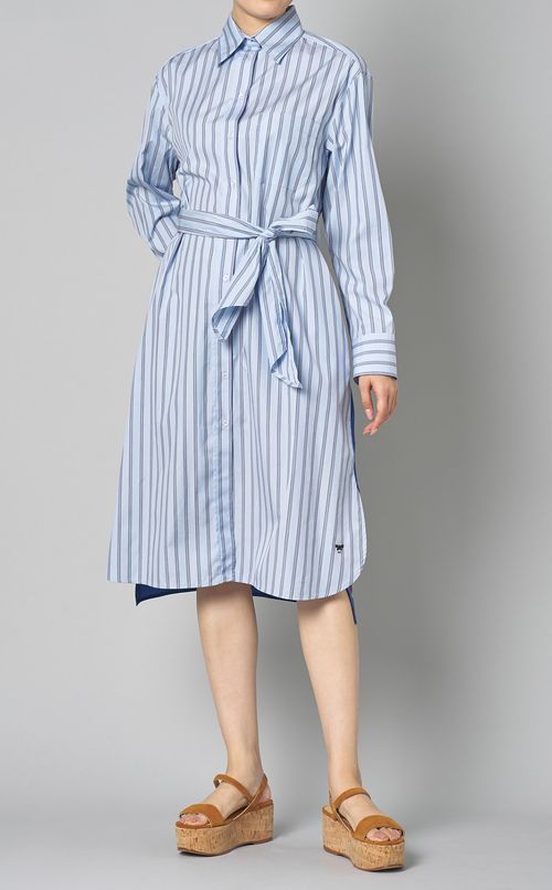 バックプリント切替シャツワンピース