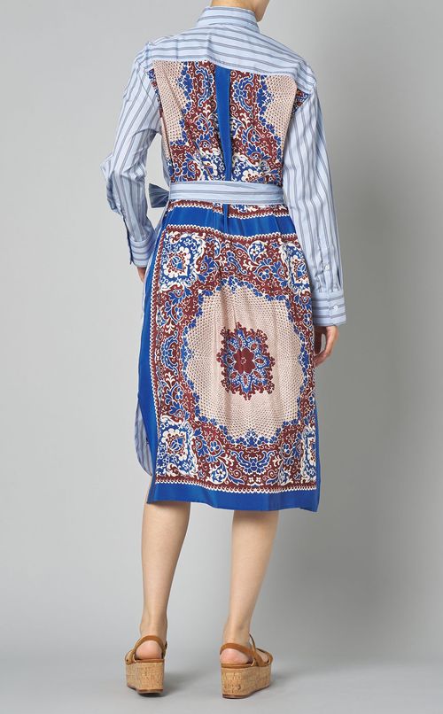 バックプリント切替シャツワンピース