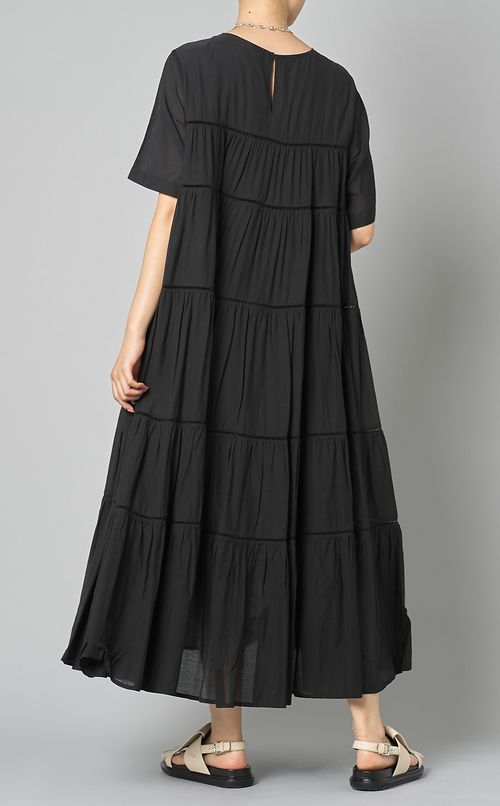 ティアード半袖ロングワンピース