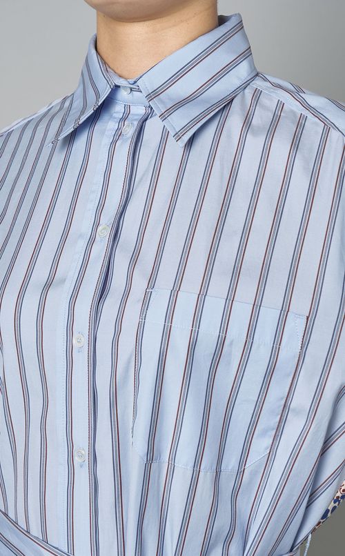 バックプリント切替シャツワンピース