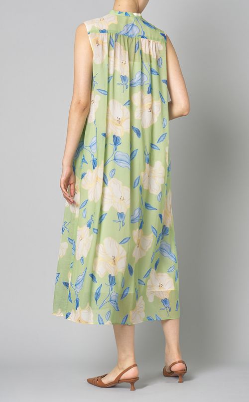 フラワープリントノースリーブワンピース