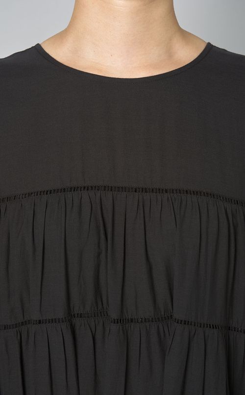 ティアード半袖ロングワンピース