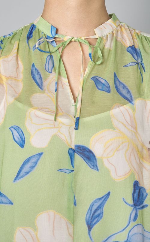 フラワープリントノースリーブワンピース