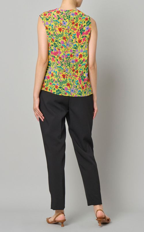 フラワープリントボートネックブラウス