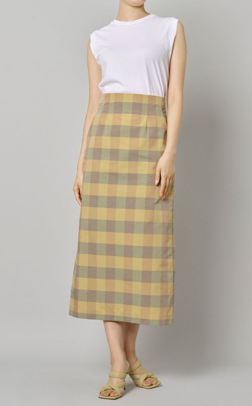 チェックIラインスカート