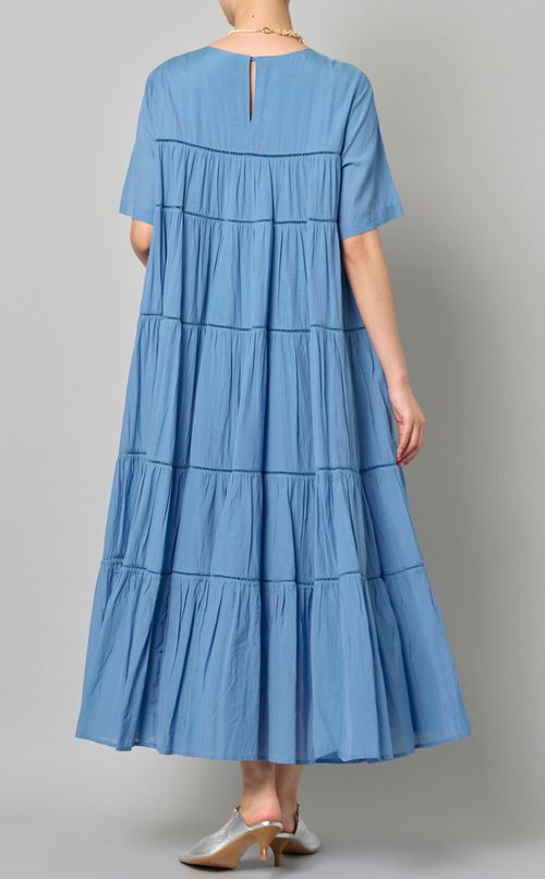 ティアード半袖ロングワンピース