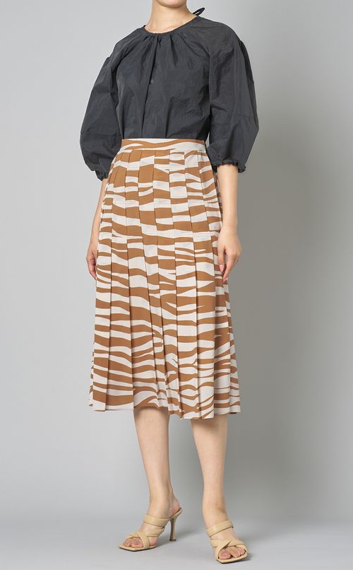 クラッシュタフタバルーンスリーブブラウス