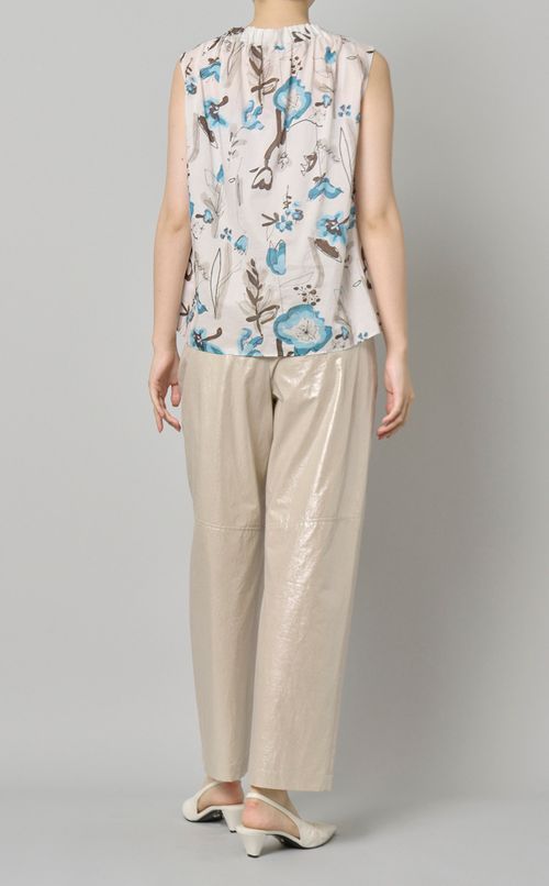 フラワーネックギャザーブラウス