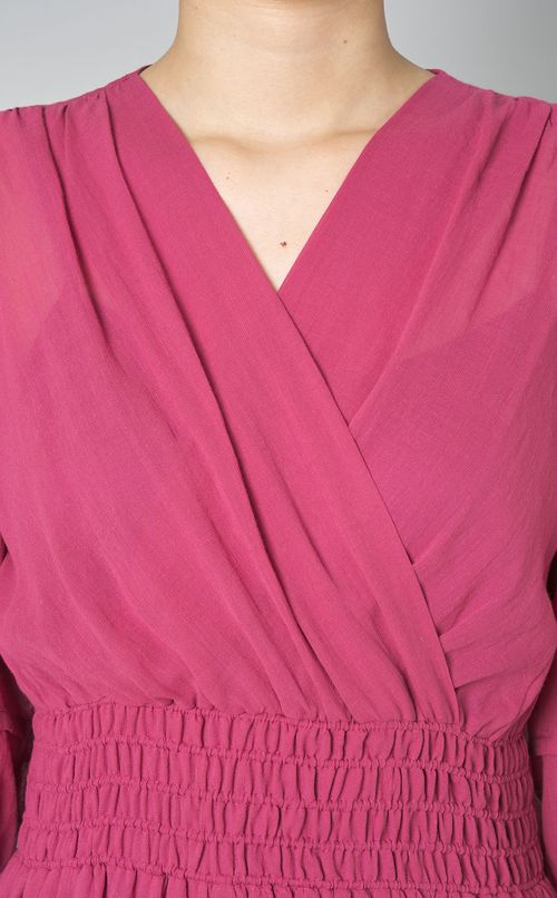 カシュクールコットンギャザーワンピース