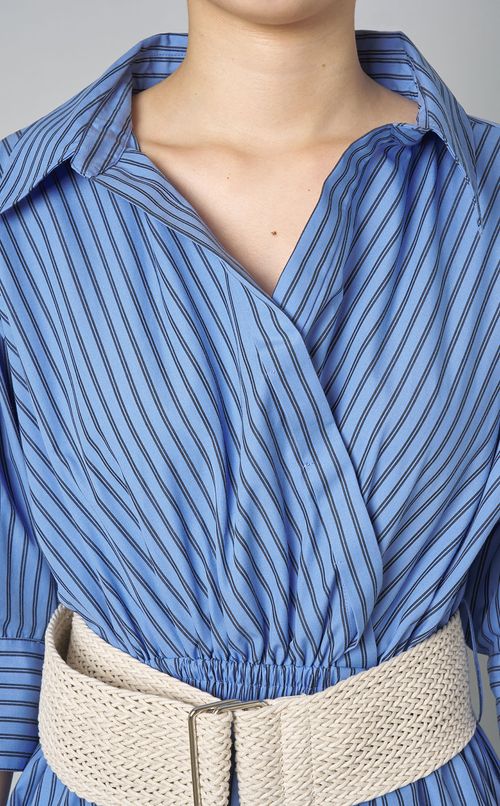 ベルト付カシュクールシャツワンピース