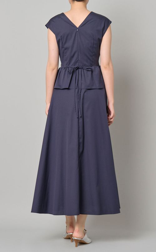 フロントリボンペプラムワンピース