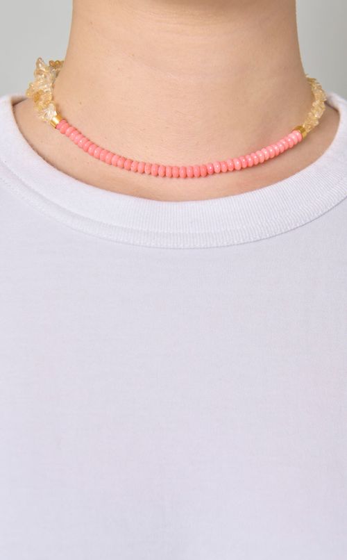 シトリン珊瑚ネックレス