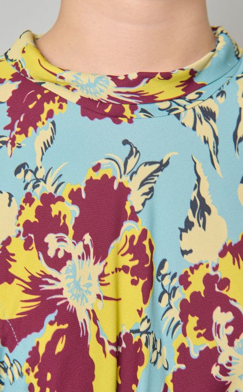 プリントバックタイネックワンピース