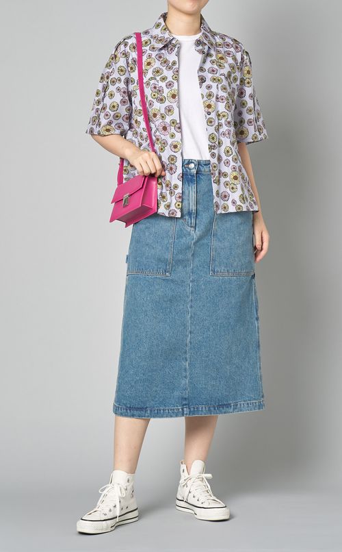 フラワープリントハーフスリーブシャツ