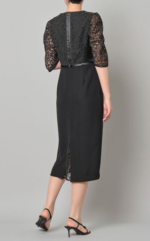 レースパフスリーブコンビドレス