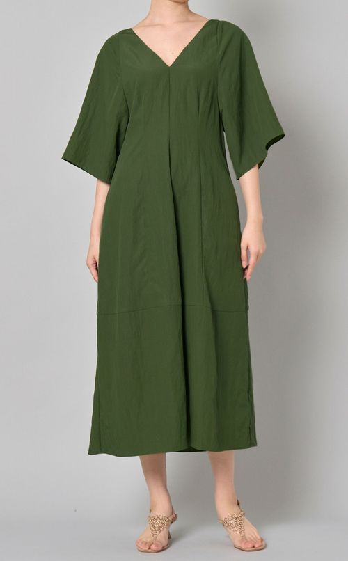 ダブルVネックフレアワンピース